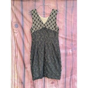 Anthropologie‎ Black Lace Overlay sheath dress Heartloom Womens Small